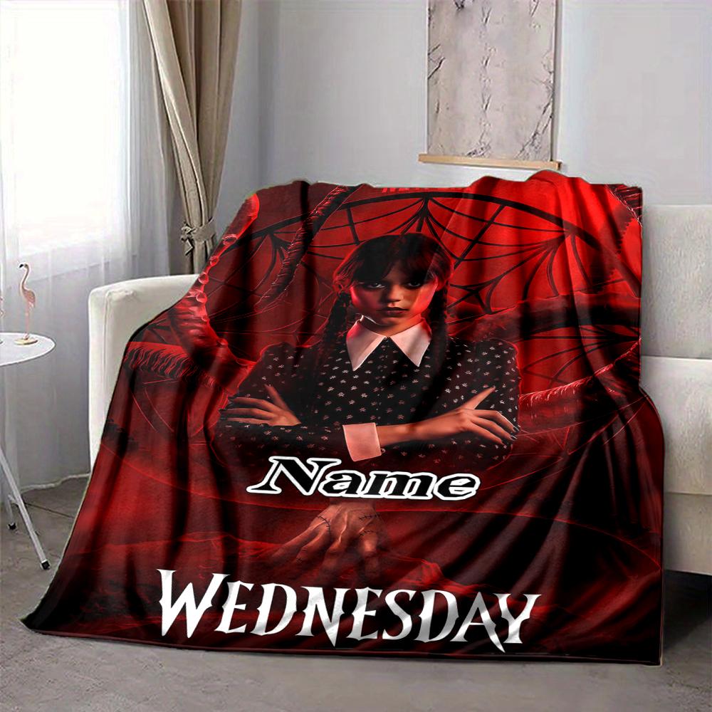 Custom 1pc Wednesday's Dark Adventure Blanket, Soft And Comfortable Blanket, Casual Warm, Camping Travel Blanket, Birthday Gift Q912196