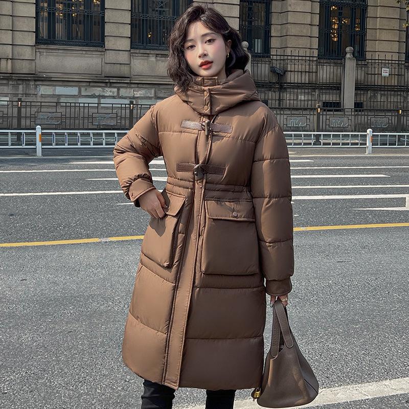 Thickened and lengthened down cotton clothes for women's winter new big pockets fashion warm jacket tide