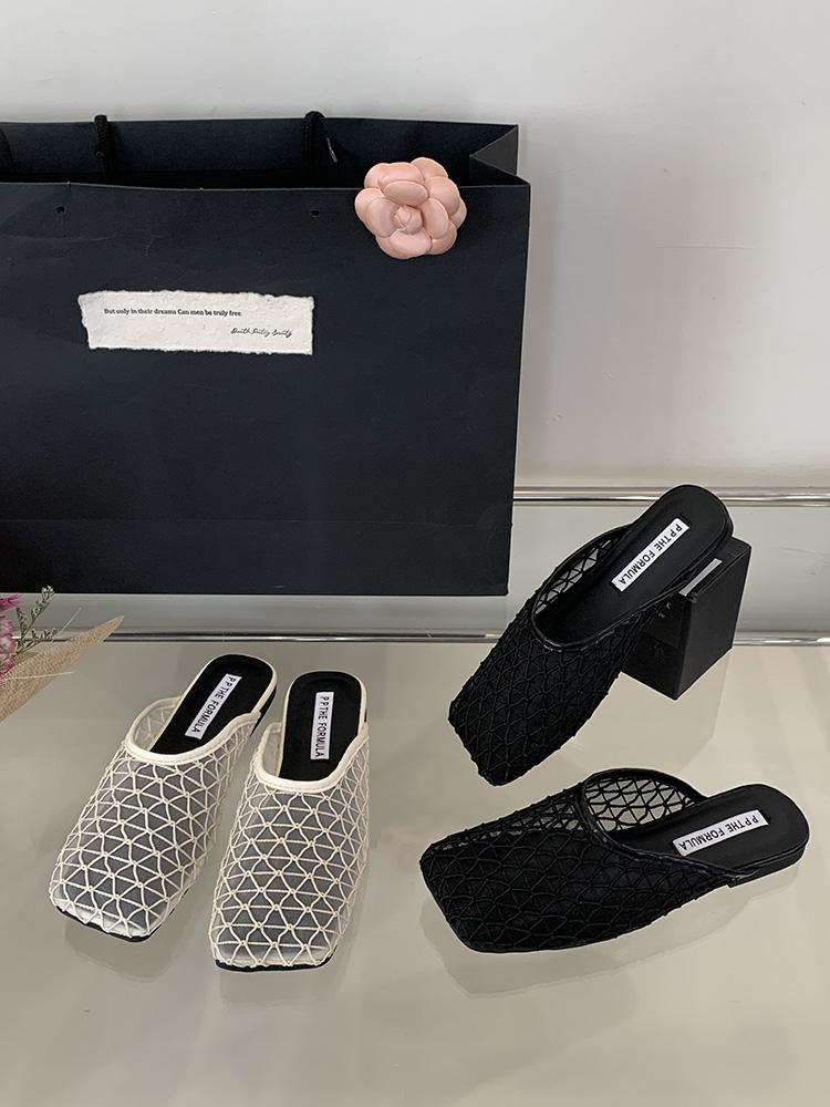 Fashion 2025 Summer New Lace Women Mules Slippers Fashion Cover Toe Shoes Laides Outdoor Casual Beach Vacation Slides Shoes New Arrival