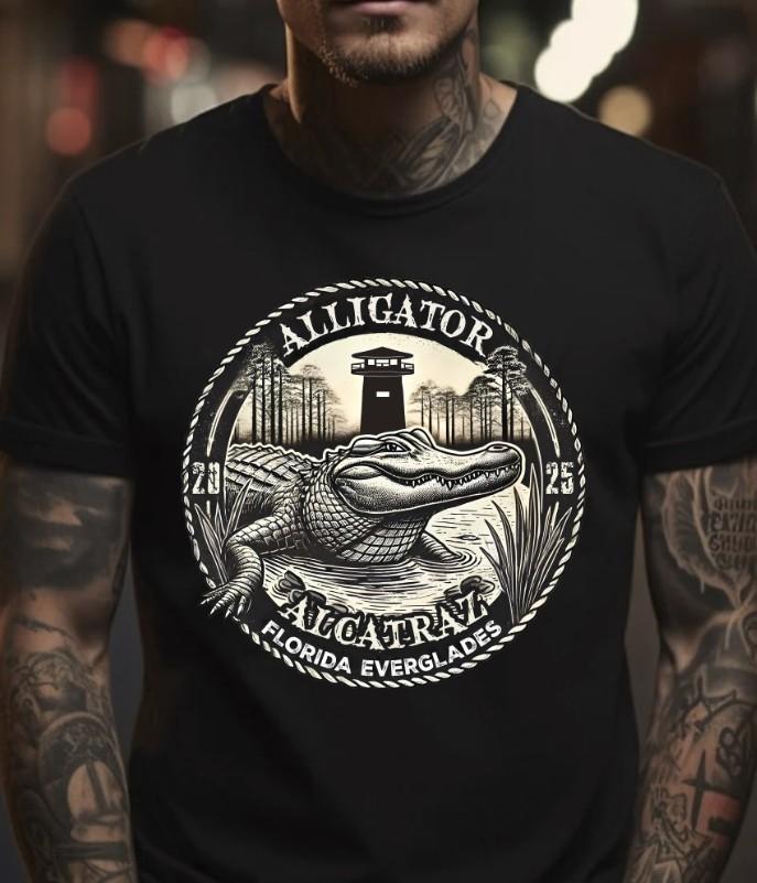 Alligator Alcatraz Florida 2025 Black T-Shirt, S-5XL Unisex T-Shirt XXL
