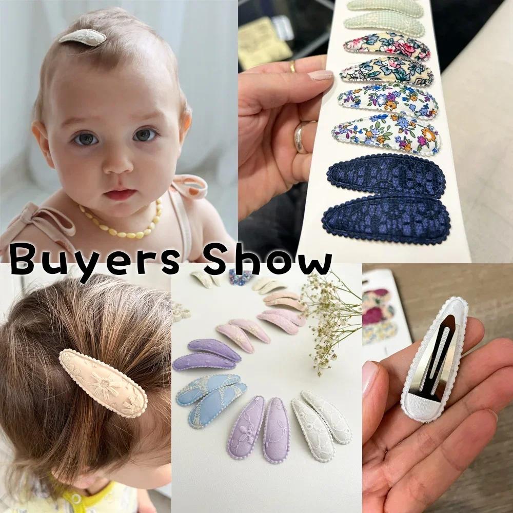 10pcs/set Fresh Print Cotton Alloy Hair Clips for Baby Kids Fabric Plaid BB Hairpins Todller Hairgripe Headwear Hair Accessories