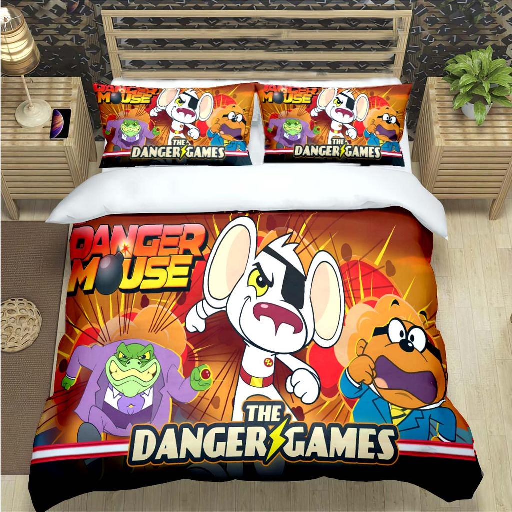 Popular Cartoon D-Danger Mouse Print Bedding Sets Bed Supplie Set  Comforter Set  Teens Girls Twin Single Kid Gift