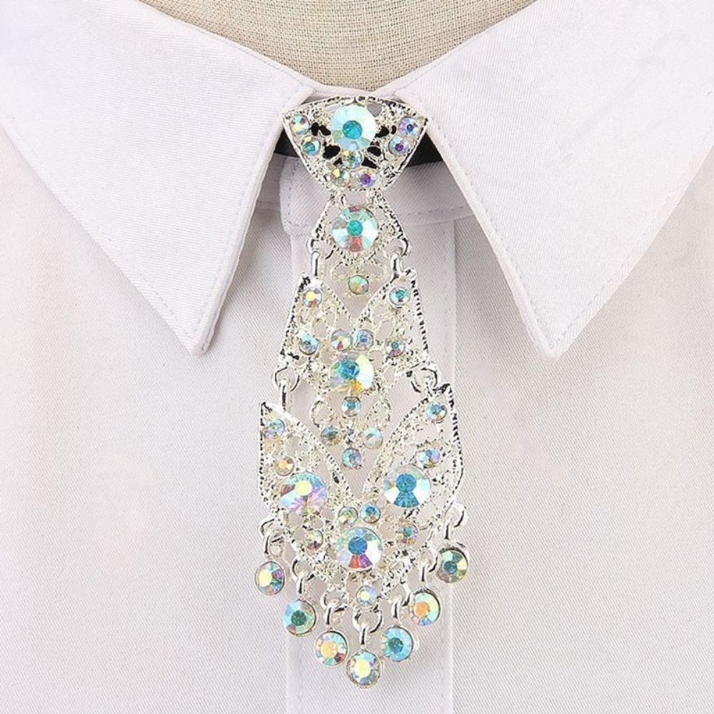 Verstellbare Strass-Krawatte Luxuriöser Gentleman-Stil Formelle Business-Krawatten Anzugzubehör Quaste Kristall-Krawatte Hochzeitskrawatte