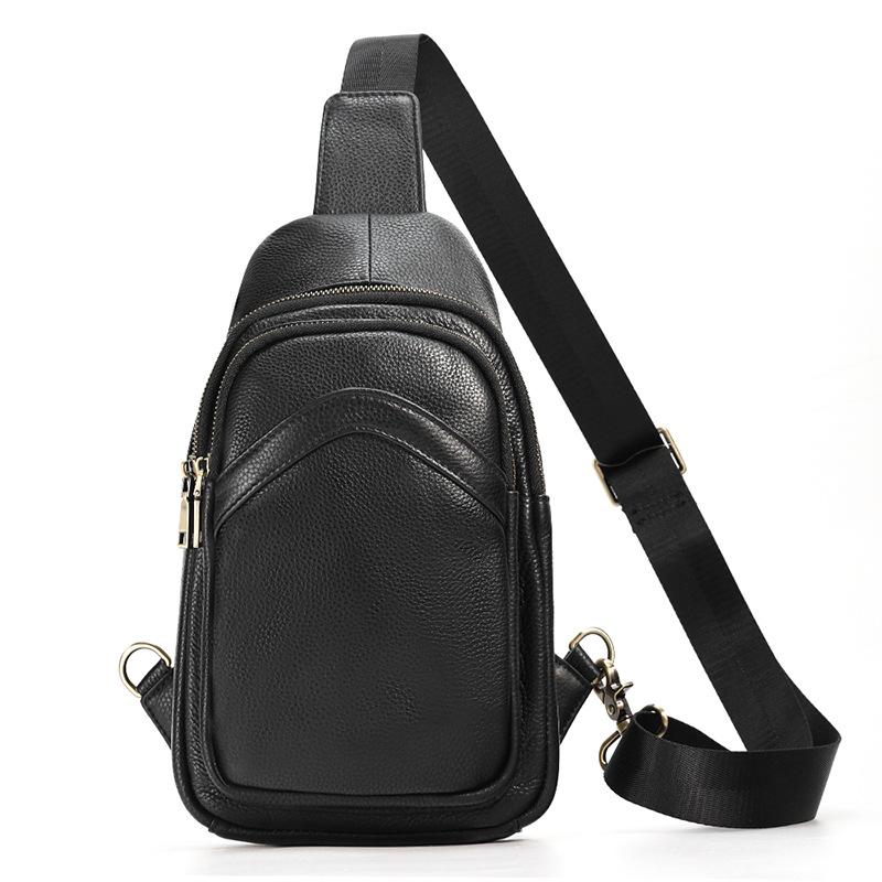 Leather Crossbody Breast Bag Large Capacity Sports Casual Men S Cycling Chest Bag Retro Men S Breast Bag