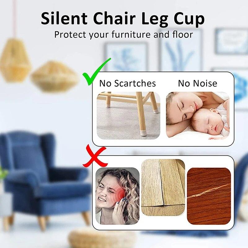 Silicone Chair Leg Caps 16/24/32pcs Table Foot Dust Covers Round/Square Furniture Leveling Legs Cups Home Floor Protector