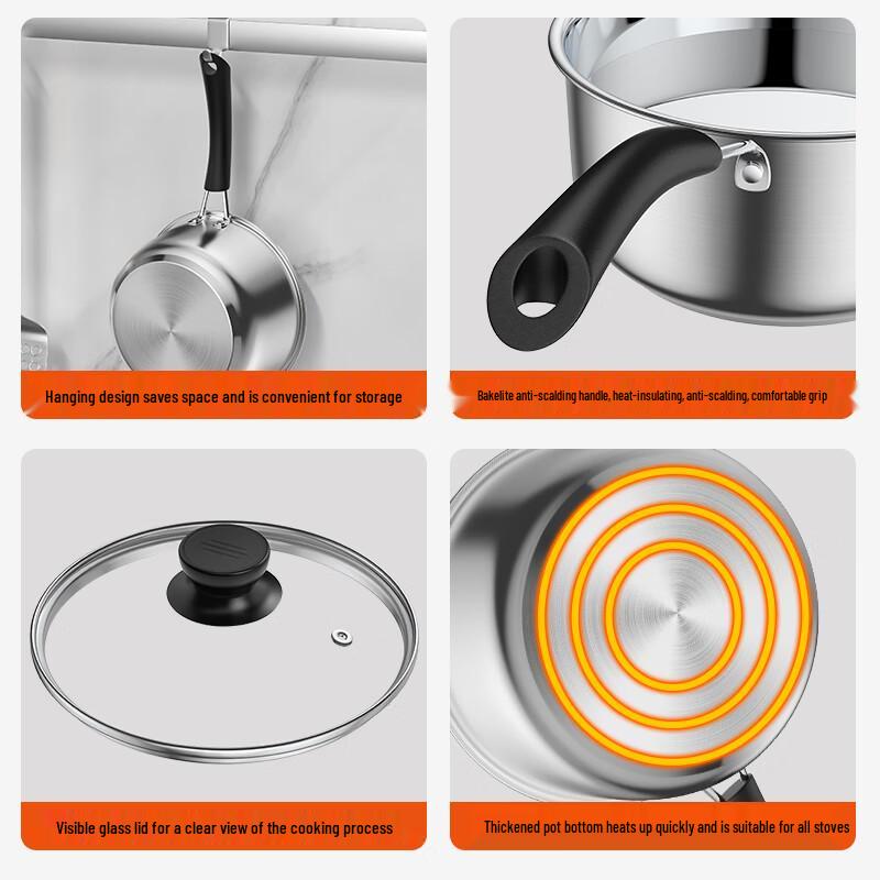 Ningzhao 20cm Stainless Steel Multi-Purpose Saucepan