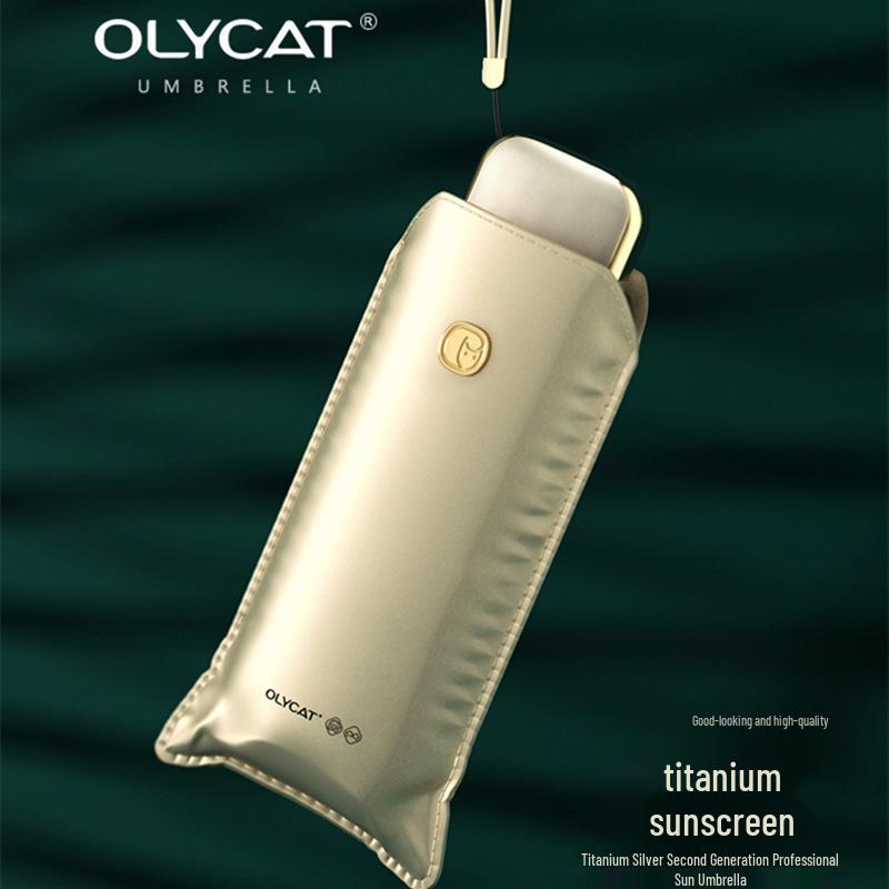 OLYCAT Titanium Silver Compact Anti-UV Sun Umbrella, Small Folding Design for Women