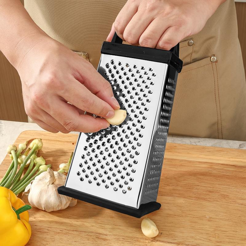 Stainless Steel Box Cheese Grater With Container 4 Sides Box Grater Handheld Kitchen Food Shredder For Vegetable Ginger Cutter