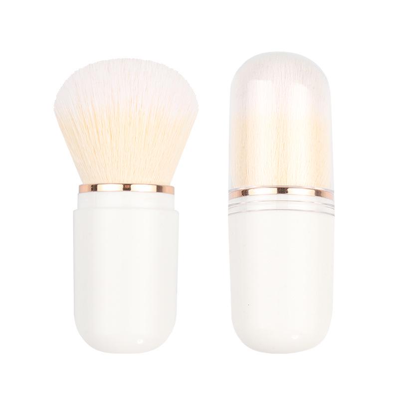 Přenosná zatahovací sada štětců na make-up v kapsli s víčkem - Obsahuje štětce na tvářenku, setting a pudr