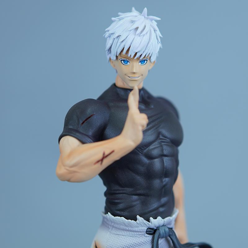 23cm Jujutsu Kaisen Satoru Gojo Actiefiguur Prachtig Driehoofd Beeld PVC Anime Verzamelfiguur Speelgoed Bureau Ornament Cadeau