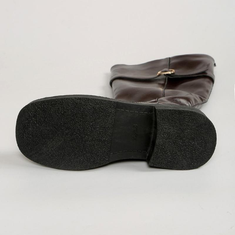 Women's Autumn Winter New Style Side Zipper Flat Bottom Warm Women's Shoes Simple Comfortable Temperament Women's Long Boots 41