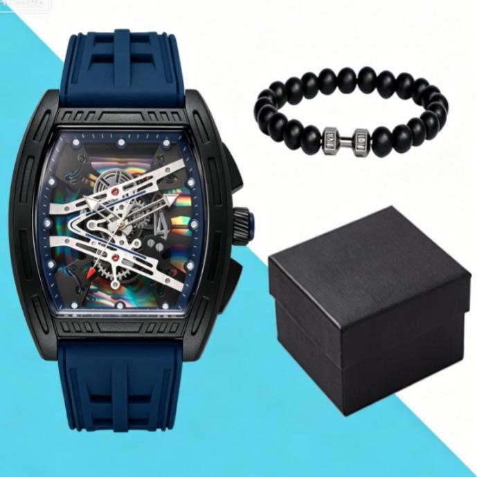 Geneva Men's Steel Band Fashion Calendar Wristwatch - Bestseller Personalized Business Set