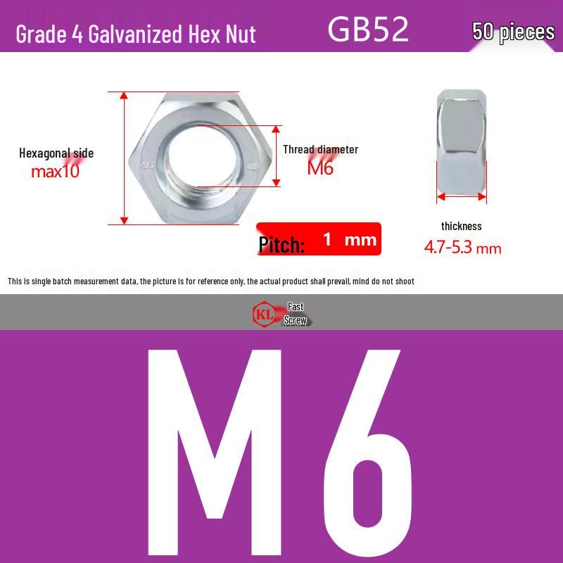 Galvanized Hex Nuts, Flat Washers, Spring Washers in M2-M48, Blue and White Zinc Coated