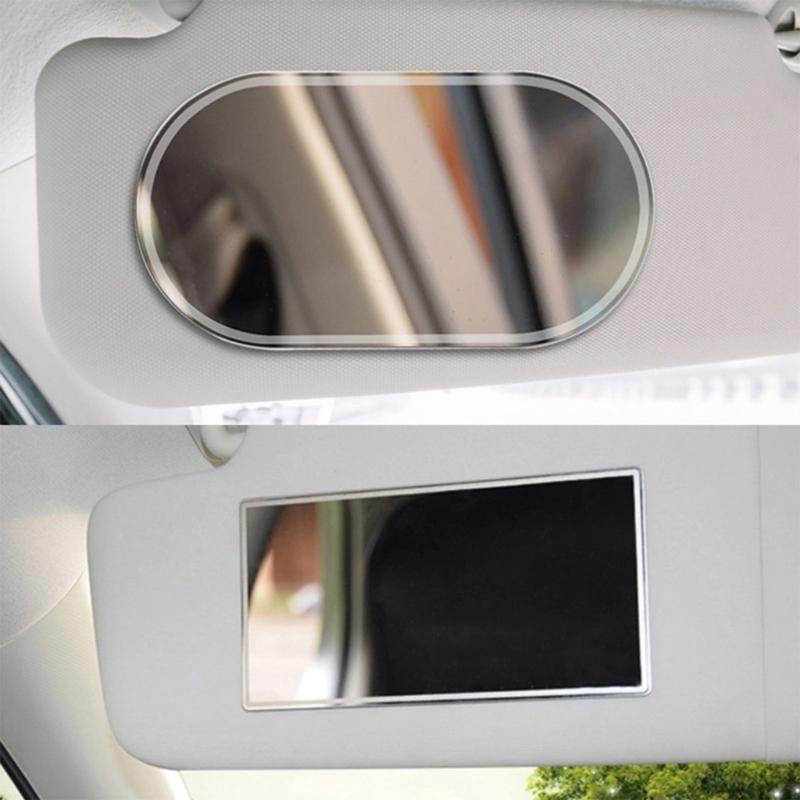Premium Stainless Steel Car Sun Visors Mirror Shatterproof Design Adhesive Installation Universal for Vehicles