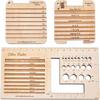 4Pcs Wood Knitting Needle Gauge And Ruler Square Wood Spinning Control Card Knitting Tool For Spinners Yarn Measuring Tools