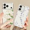 Blue Purple Flower Pattern Case For iPhone 17 Pro Max Plating Lens Frame Clear Soft Cover For iPhone 16 15 14 13 Pro Max 11 16E 17E