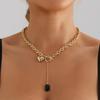 Metal Coarse Aluminum Chain Tassel Love Pendant Necklace Ornament Ot Buckle Creative Simple Versatile Necklace Ladies