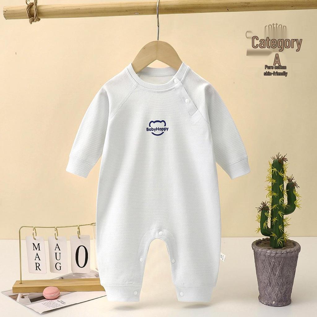 Pure Cotton Baby Romper: Spring & Autumn Long Sleeve Pajamas for Boys & Girls
