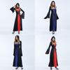 Enchanting Women Gothic Hooded Witch Wizard Dress With Flared Sleeves And Lace Up Design