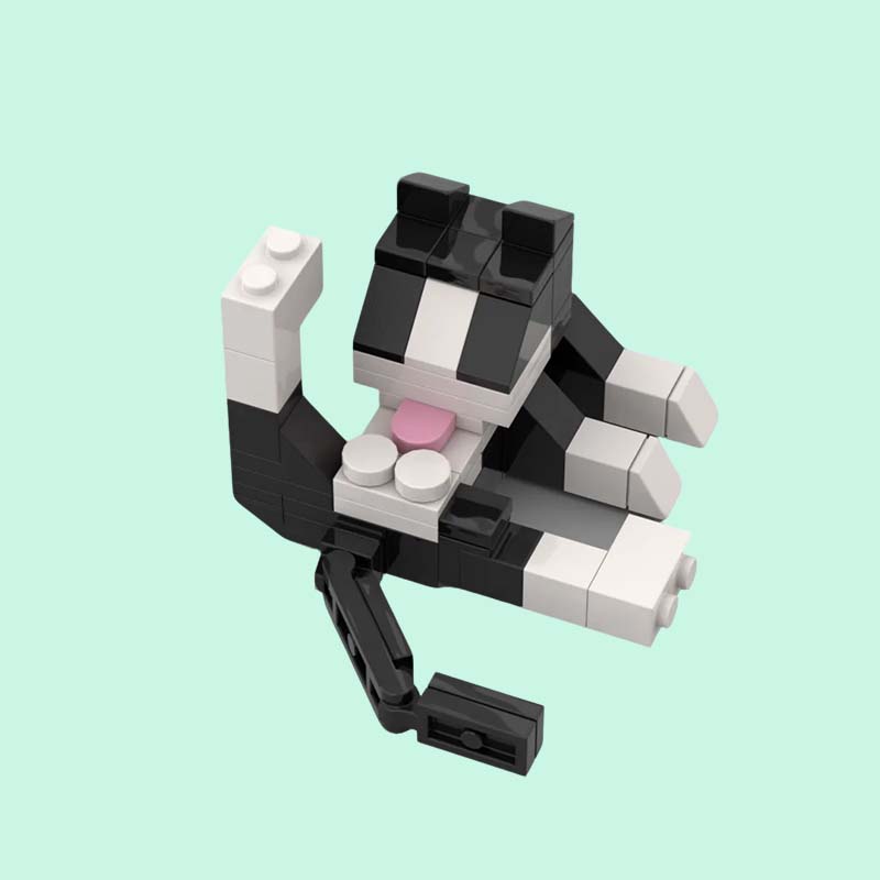 Cute Animal Cat Bricks 62Pcs Moc Building Blocks Diy Educational Toys Kids Birthday Gift