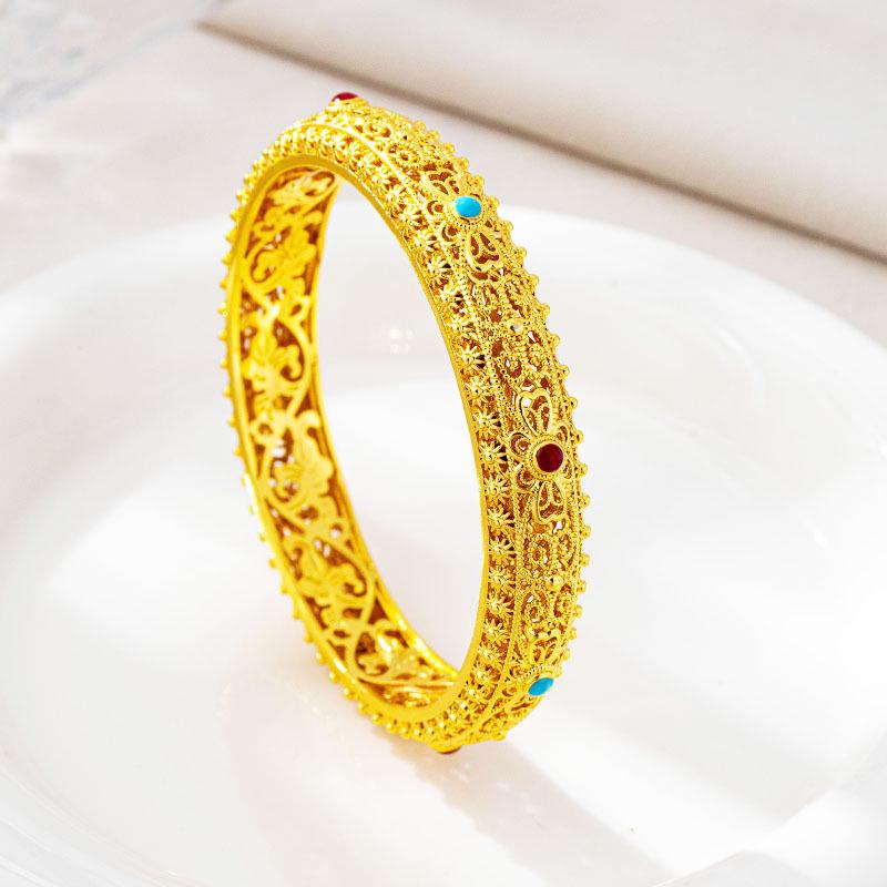 Vietnamese Vintage Gold Filigree Bangle: Trendy, Long-lasting Court Style