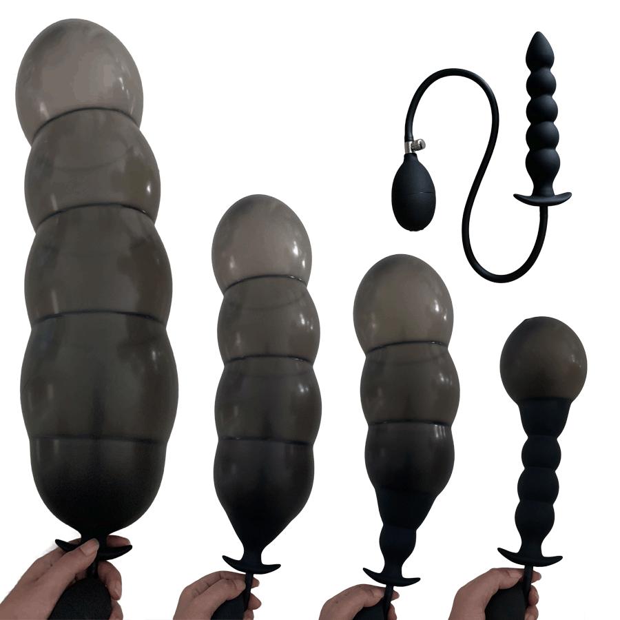 Expansion Diameter 14cm Inflatable Dildo Anal Plug With 5 Beads Built-in Silicone Column Huge Butt Plug Ass Dilator Anal Sex Toy