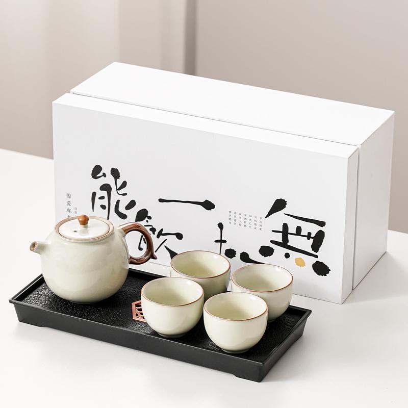 Kung Fu Tea Set Home One Pot Two Cups Tea Plate Small Ceramic Teapot Teacups Hotel Personal Small Sets Traveling