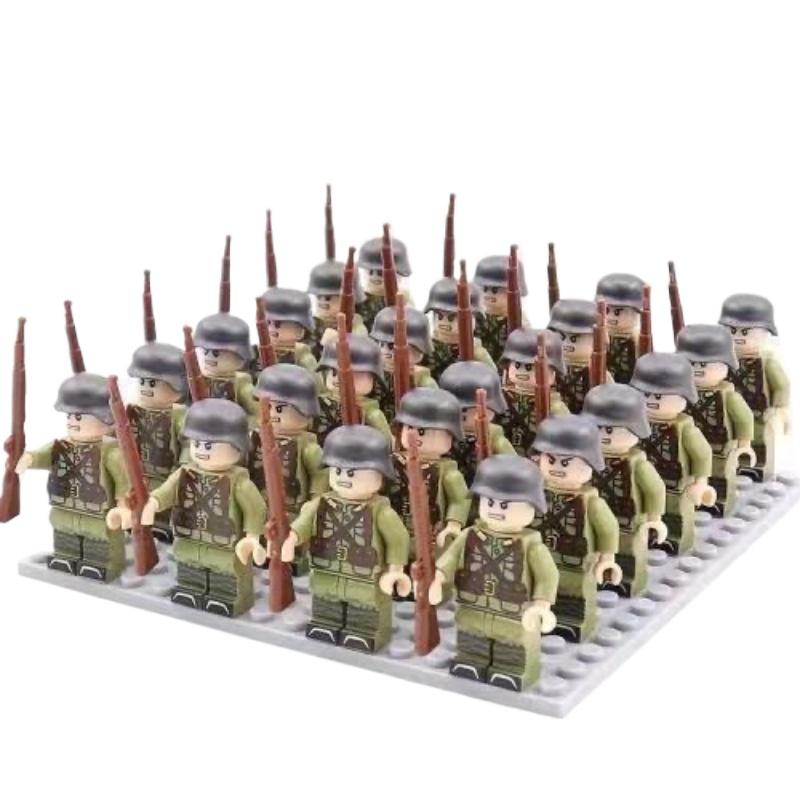 24PCS/SET WW2 Military Soldiers Rifle Weapons Gun Figures Parts Blocks Assembly DIY Model Building Kits Toys