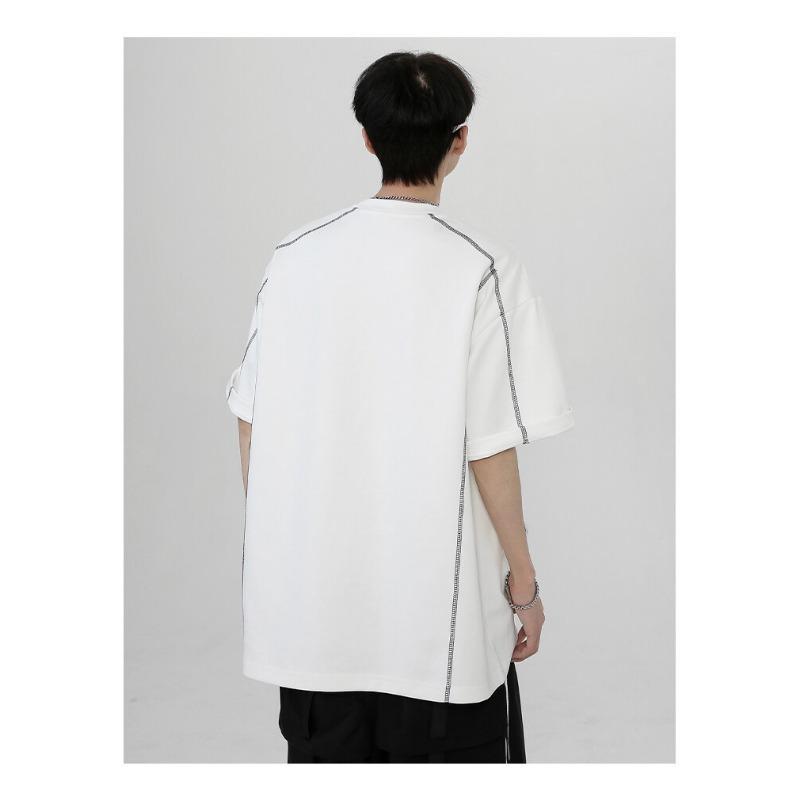 Men Contrast Stitch Letter Print Short Sleeve Oversized T Shirt Casual Streetwear Top for Men