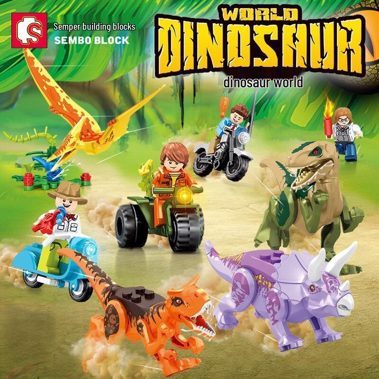 ShengBao Triceratops Valley Chase Dinosaur Building Blocks Educational Toy