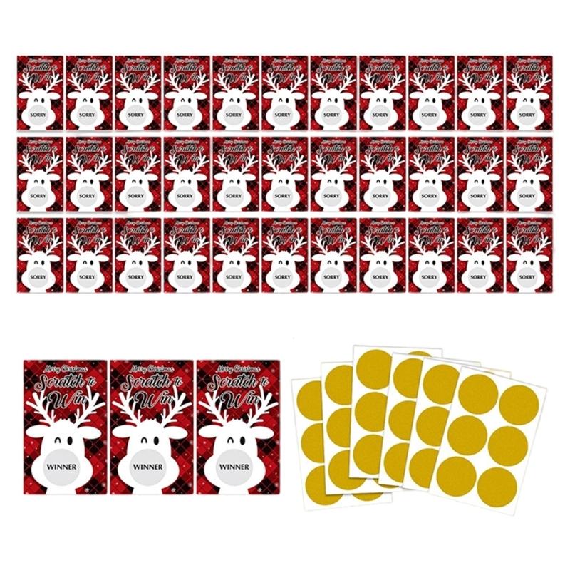 36Pcs Reusable Christmas Party Scratch Off Cards Handmade Gift Coupon Tickets for Birthday Wedding Christmas Celebration