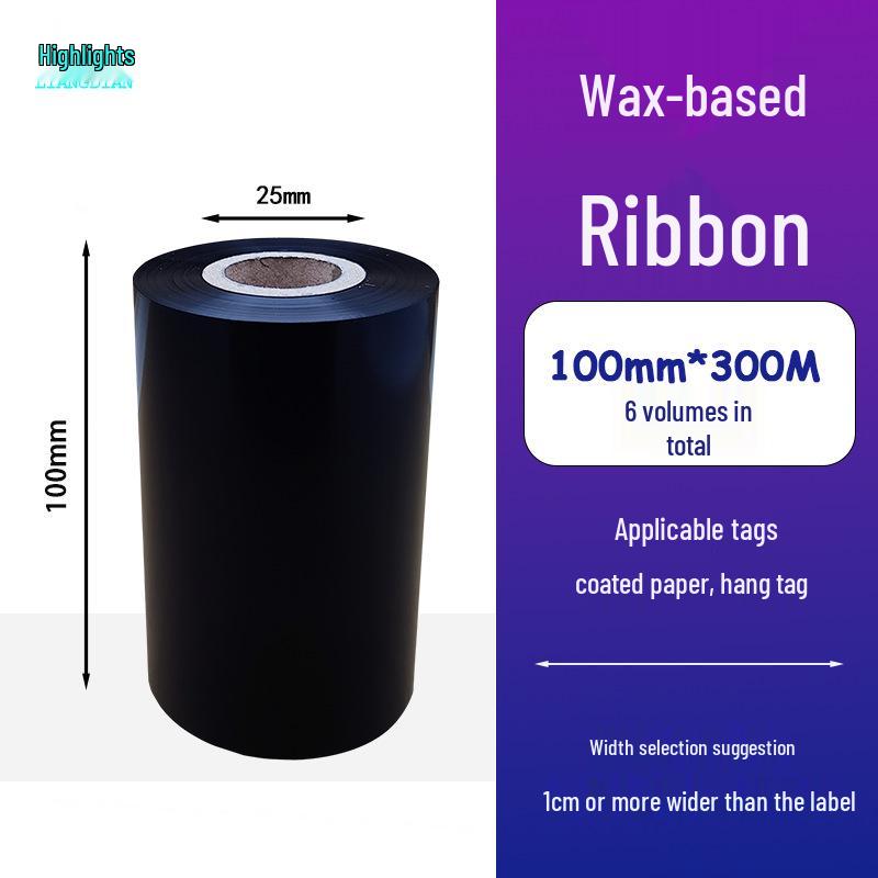 Hybrid Wax-Based Carbon Ribbon Roll for Printer Label Paper, Full Resin 80mm x 60m