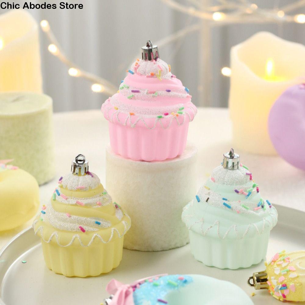 Macaroon Christmas Candy Balls Set Cartoon PVC Cake Lollipop Balls Pendant DIY Ice Cream Donut Christmas Tree Ornaments