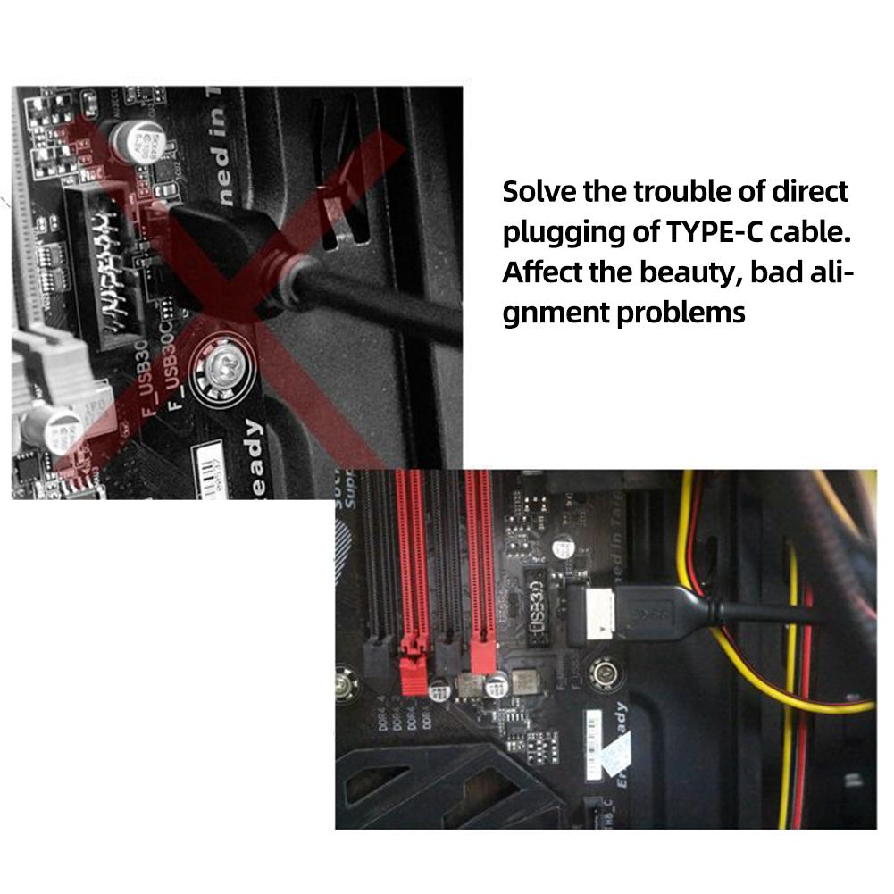USB 3.1 Type E 90 Degree Converter Front USB C Header Adapter Vertical  Type E Header Converter for PC Motherboard