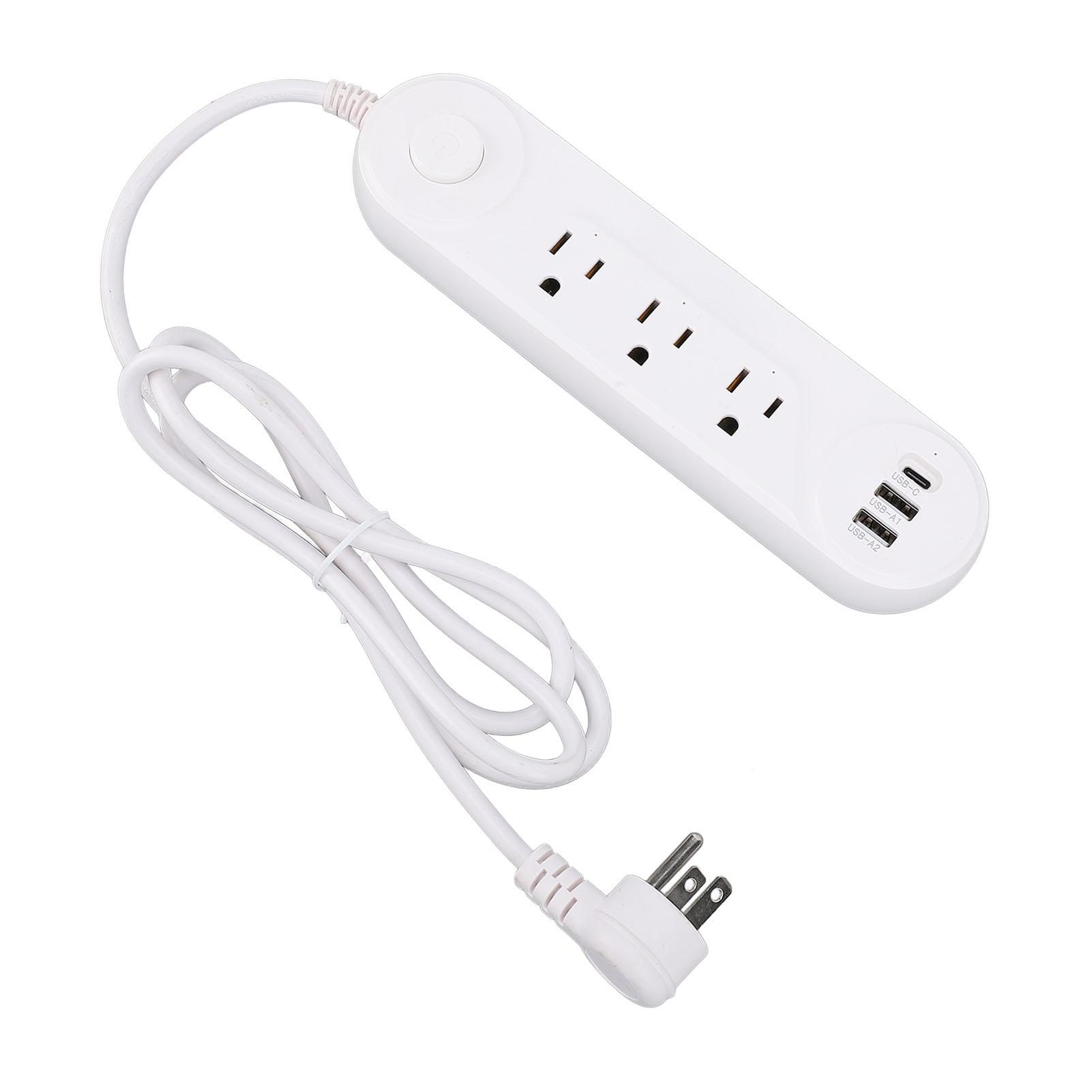 

5FT Подовжувач живлення USB 5 в 1 30 Вт USB A Type C Багатофункціональна пласка вилка Мережева плата для навчання роботи US Plug