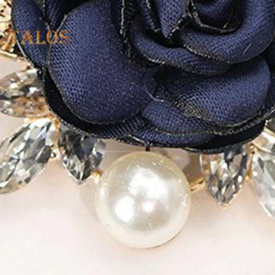 Women Brooch 3D Rose Leaf Faux Pearl Rhinestone Lapel Collar Pin Bag Scarf Hat Decoration Brooch Prom Party Jewelry