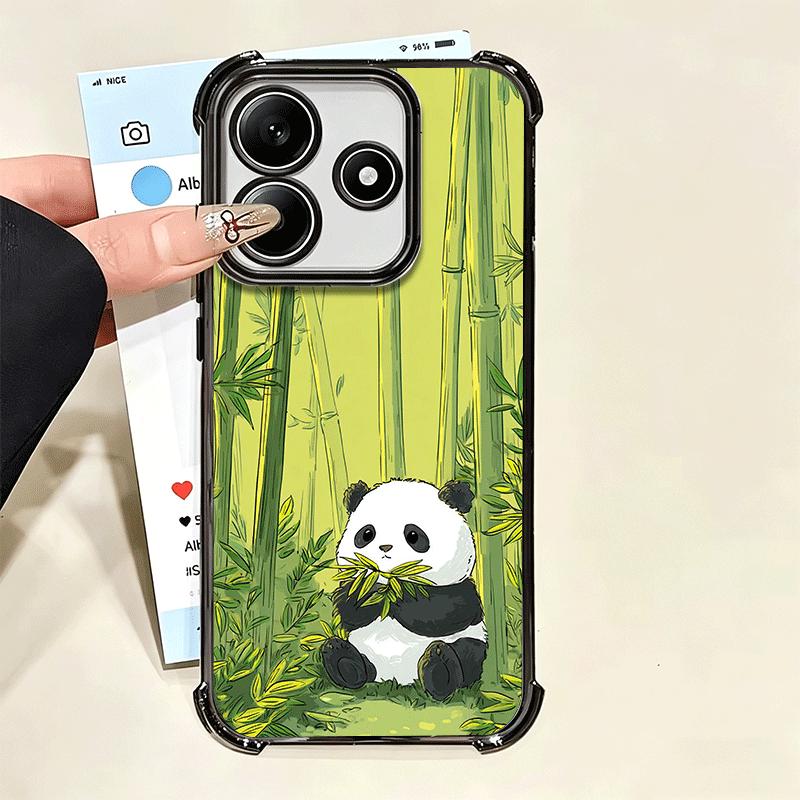Cute Cartoon Panda Plating Phone Case For Xiaomi Poco X5 X6 X7 X8 Pro Max F8 Ultra F7 M8 M7 M5S Redmi 15C 15 14C 13C 13 X3 12C F