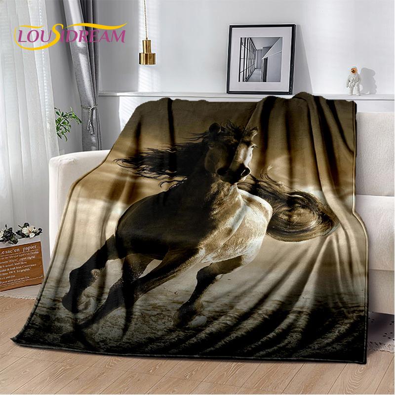 Horse Pentium Gallant Steed 3D Animal Blanket,Soft Throw Blanket for Home Bedroom Bed Sofa Picnic Travel Office Cover Child Gift