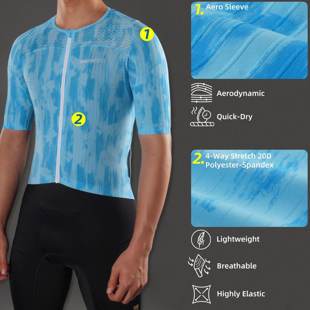 Darevie Glacier Aero Summer Cycling Jersey - Quick-Drying and Breathable Short Sleeve