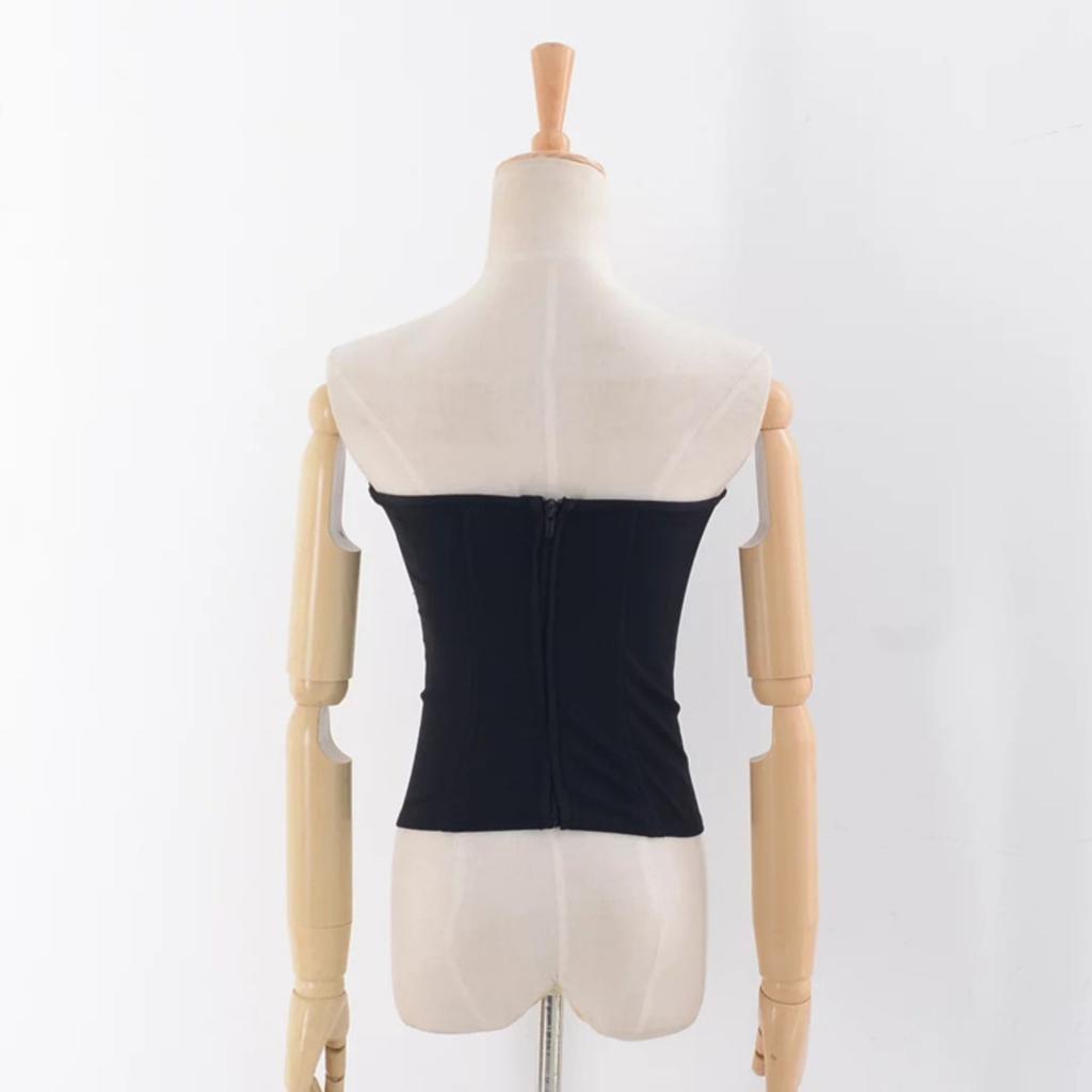Women's Strapless Corset Tube Top Slim Fit Solid Sleeveless Crop Cami Blouse