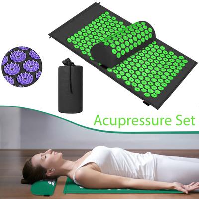Set de acupresión Esterilla de acupresión con almohadas para el dolor de cuello y espalda Campo magnético y acupresión con bolsa de transporte