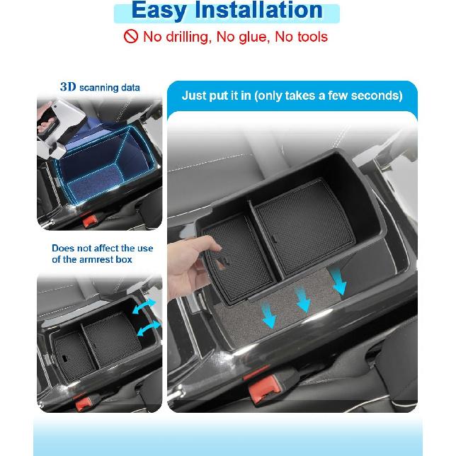 2023 2024 2025 2026 ID.4 Accessories Center Console Organizer for VW ID.4 (Standard/S/S Plus/Pro/Pro S/Pro S Plus), Durable ABS Plastic Console Tray