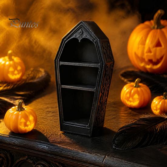 Halloween-Thema Ausstellungsständer Gotische Sargförmige Schmuckaufbewahrungsbox, 3D-gedrucktes Mini-Sarg-Ringschälchen für Kristalle Schmuckaufbewahrung, Gruselig