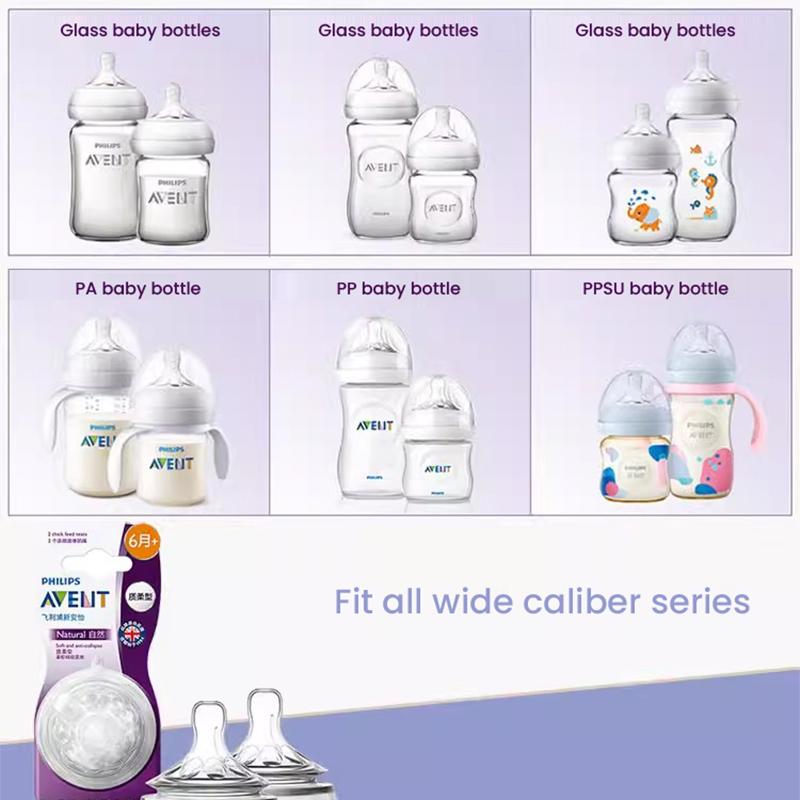 Philips Avent Babyflaschensauger, breites Kaliber, lebensmittelechtes Silikon, 2 Stück/Packung, 0 Monate, 1 Monat, 3 Monate, 6 Monate