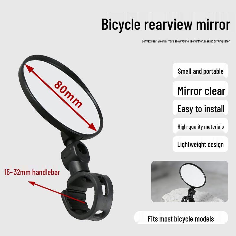 

Wide-Angle Rearview Mirror for Road and Mountain Bikes, Handlebar-End Compatible with Various Models