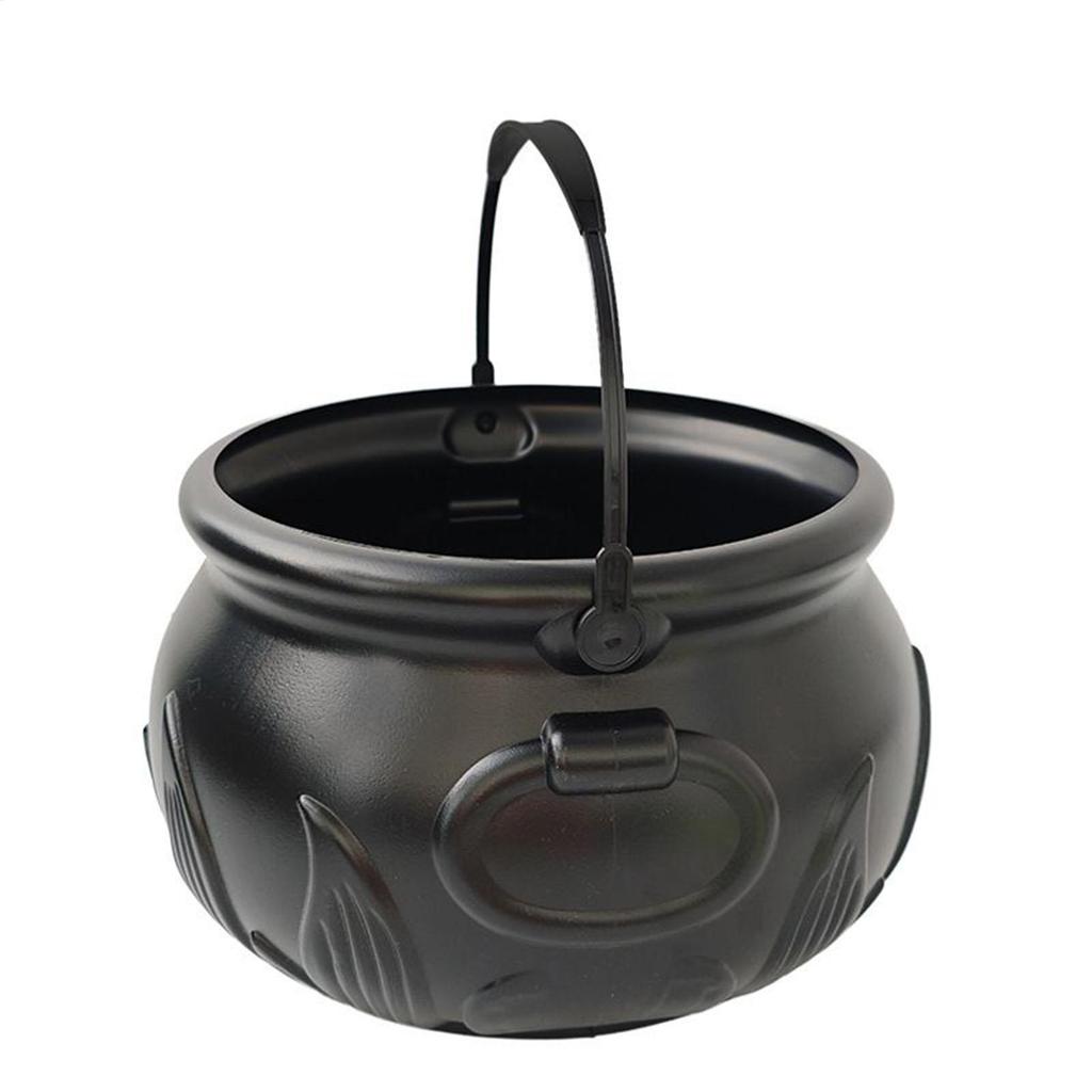 Halloween Witch Cauldron Decoration Black Plastic Witches Cauldron Pumpkin Treat Bucket Candy Basket Trick Or Treat