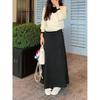 Women's High-Waist Gray Fishtail A-line Skirt – Elegant, Slimming Elastic Waist for Spring/Autumn