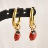 Gold Color Stainless Steel Round Hoop Earring Cartoon Animal Cat Paw Bunny Lobster Alloy Pendant Earrings For Women Girl Jewelry
