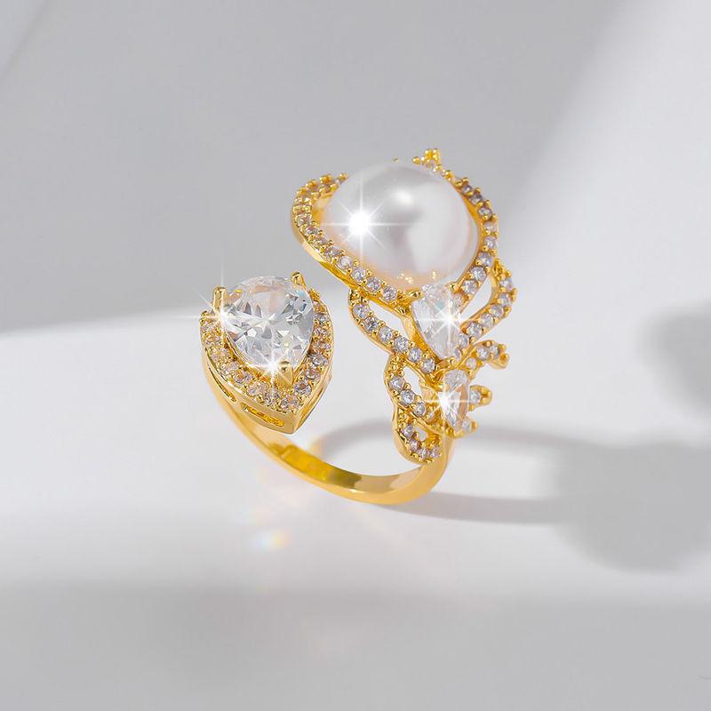 

GemChic женское кольцо с индивидуальным геометрическим жемчугом, регулируемое кольцо, модное легкое роскошное кольцо на указательный палец, ювелирное изделие на день рождения, Рождество, подарок