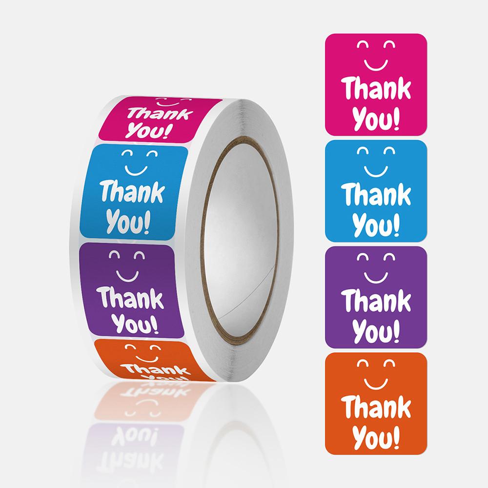 Custom Logo Stamp Stickers Cute Thank You Square Decoration X091